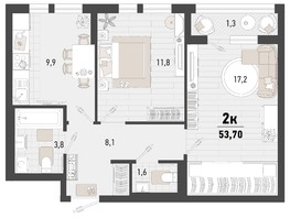 Продается 2-комнатная квартира ЖК Барса, 3В литер, 53.7  м², 15057480 рублей