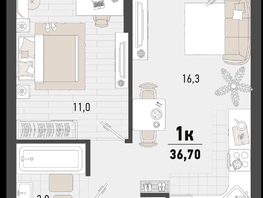 Продается 1-комнатная квартира ЖК Барса, 3В литер, 36.7  м², 11318280 рублей