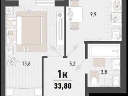 Продается 1-комнатная квартира ЖК Барса, 4В литер, 33.8  м², 8182980 рублей