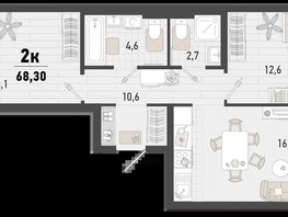 Продается 2-комнатная квартира ЖК Барса, 4В литер, 68.3  м², 19397200 рублей