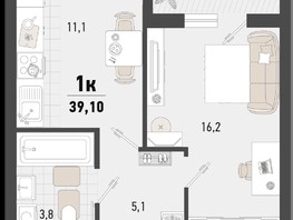Продается 1-комнатная квартира ЖК Барса, 4В литер, 39.1  м², 11475850 рублей