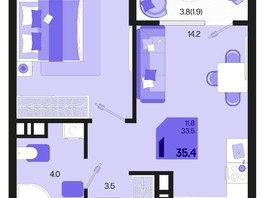 Продается 1-комнатная квартира ЖК Первое место, квартал 1.2, литер 1, 35.4  м², 6609180 рублей