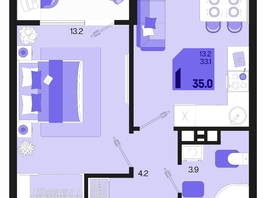 Продается 1-комнатная квартира ЖК Первое место, квартал 1.2, литер 2, 35  м², 5775000 рублей