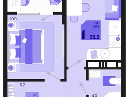 Продается 1-комнатная квартира ЖК Первое место, квартал 1.2, литер 2, 35.2  м², 5456000 рублей