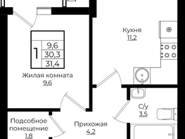 Продается 1-комнатная квартира ЖК Европа, литера 7, 31.4  м², 4204460 рублей
