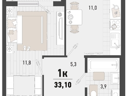 Продается 1-комнатная квартира ЖК Барса, 1В литер, 33.1  м², 9249795 рублей