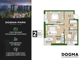 Продается 2-комнатная квартира ЖК DOGMA PARK, литера 7, 53.6  м², 9149520 рублей