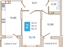 Продается 2-комнатная квартира ЖК Хорошая погода-2, литера 1, 65.2  м², 8215200 рублей