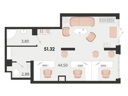 Продается Офис ЖК Родные просторы, литера 24, 51.76  м², 12421500 рублей