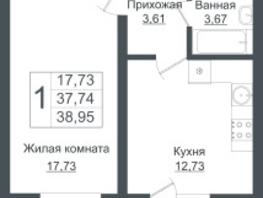 Продается 1-комнатная квартира ЖК Зеленый театр, литера 1, 38.95  м², 5460790 рублей
