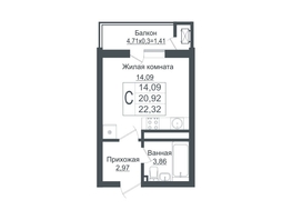 Продается Студия ЖК Зеленый театр, литера 1, 23.21  м², 5122748 рублей