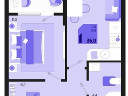 Продается 1-комнатная квартира ЖК Первое место, квартал 1.2, литер 1, 36  м², 5760000 рублей