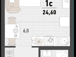 Продается 1-комнатная квартира ЖК Барса, 4Б литер, 24.6  м², 8227839 рублей