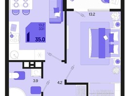 Продается 1-комнатная квартира ЖК Первое место, квартал 1.3, литер 1, 35  м², 4935000 рублей