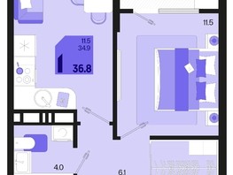 Продается 1-комнатная квартира ЖК Первое место, квартал 1.2, литер 1, 36.8  м², 5766560 рублей