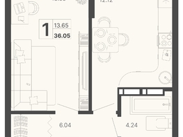 Продается 1-комнатная квартира ЖК Светский лес, литер 4, 36.05  м², 14780500 рублей