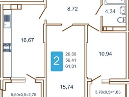 Продается 2-комнатная квартира ЖК Хорошая погода, литера 1, 66.6  м², 8391600 рублей