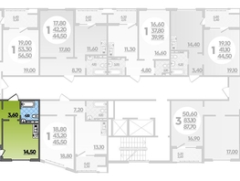 Продается 1-комнатная квартира ЖК Горгиппия, литера 2, 43.06  м², 8835912 рублей