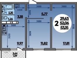 Продается 2-комнатная квартира ЖК Романовский, литера 1, 53.15  м², 5224645 рублей