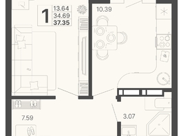 Продается 1-комнатная квартира ЖК Светский лес, литер 4, 36.02  м², 14768200 рублей