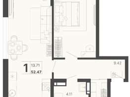 Продается 1-комнатная квартира ЖК Светский лес, литер 4, 52.47  м², 23244210 рублей