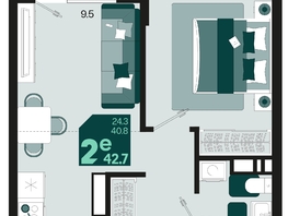 Продается 2-комнатная квартира ЖК Первое место, квартал 1.10, литер 2, 42.7  м², 7728700 рублей