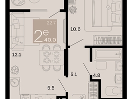 Продается 2-комнатная квартира ЖК Хозяин морей, литер 1, 40  м², 12920000 рублей