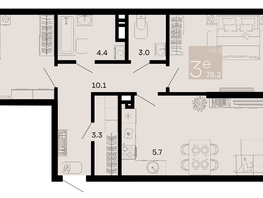 Продается 3-комнатная квартира ЖК Хозяин морей, литер 1, 79.2  м², 21146400 рублей