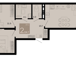 Продается 2-комнатная квартира ЖК Хозяин морей, литер 1, 64.7  м², 20833400 рублей