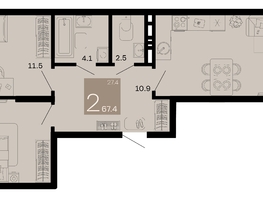 Продается 2-комнатная квартира ЖК Хозяин морей, литер 2, 67.4  м², 19950400 рублей