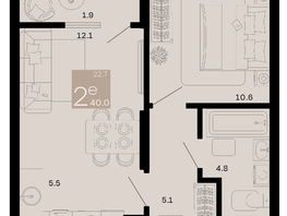 Продается 2-комнатная квартира ЖК Хозяин морей, литер 2, 40  м², 11380000 рублей