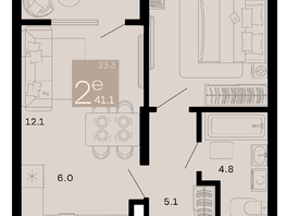 Продается 2-комнатная квартира ЖК Хозяин морей, литер 2, 41.1  м², 12617700 рублей