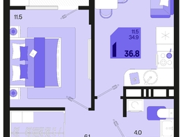 Продается 1-комнатная квартира ЖК Первое место, квартал 1.4, литер 2, 36.8  м², 5446400 рублей