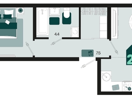 Продается 2-комнатная квартира ЖК Первое место, квартал 1.4, литер 2, 47.3  м², 6527400 рублей