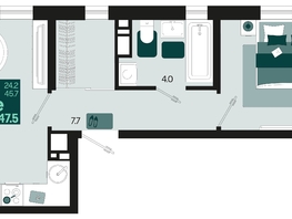 Продается 2-комнатная квартира ЖК Первое место, квартал 1.4, литер 2, 47.5  м², 7125000 рублей