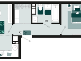 Продается 2-комнатная квартира ЖК Первое место, квартал 1.4, литер 2, 47.5  м², 6840000 рублей