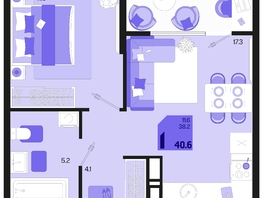 Продается 1-комнатная квартира ЖК Первое место, квартал 1.4, литер 2, 40.6  м², 5765200 рублей