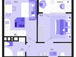 Продается 1-комнатная квартира ЖК Первое место, квартал 1.5, литер 1, 35.5  м², 5467000 рублей