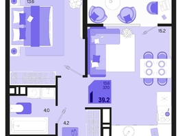 Продается 1-комнатная квартира ЖК Первое место, квартал 1.5, литер 1, 39.2  м², 6154400 рублей