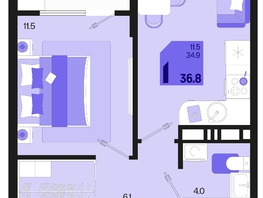 Продается 1-комнатная квартира ЖК Первое место, квартал 1.5, литер 1, 36.8  м², 5556800 рублей