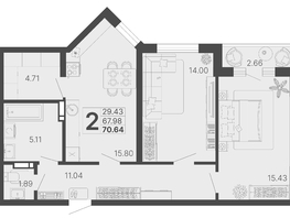 Продается 2-комнатная квартира ЖК Светский лес, литер 3, 69.31  м², 30738985 рублей