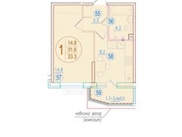 Продается 1-комнатная квартира ЖК Sport Village (Спорт деревня), 2.1, 33.3  м², 4120000 рублей