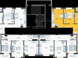 Продается 3-комнатная квартира ЖК Смородина, литера 13, 74.27  м², 8243970 рублей