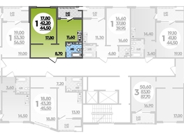 Продается 1-комнатная квартира ЖК Горгиппия, литера 2, 44.5  м², 8366000 рублей