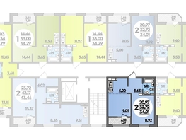 Продается 2-комнатная квартира ЖК Молодежный 2, литера 11, 34.01  м², 3934957 рублей
