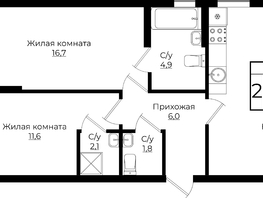 Продается 2-комнатная квартира ЖК Клубный квартал Европа 6, литера 6, 69.8  м², 11110764 рублей