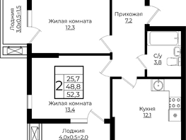 Продается 2-комнатная квартира ЖК Клубный квартал Европа 6, литера 6, 52.3  м², 9833446 рублей