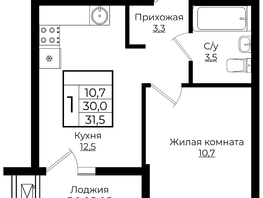 Продается 1-комнатная квартира ЖК Клубный квартал Европа 6, литера 6, 31.5  м², 6822270 рублей