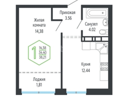 Продается 1-комнатная квартира Обрывная ул, 36.21  м², 6600000 рублей