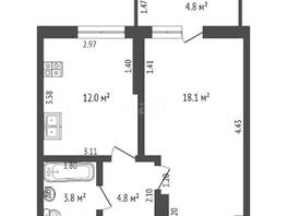 Продается 1-комнатная квартира Конгрессная ул, 39.4  м², 5150000 рублей